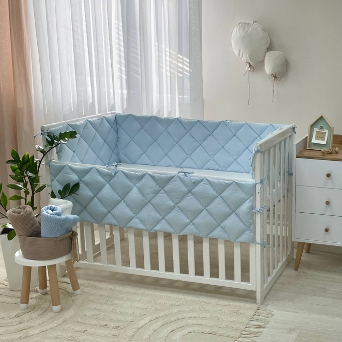 Protectie laterata patut bebe din 4 piese albastru (1)